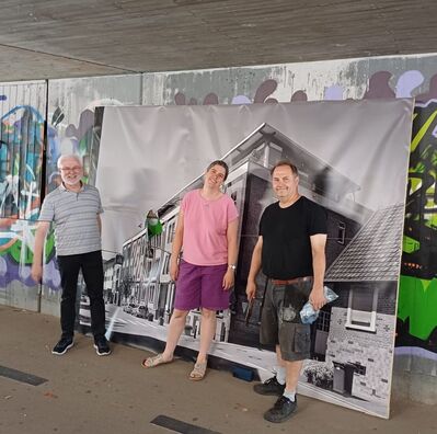 Thomas Scholz, Sandra Gritsch und Rüdiger Kanzler beim Abbauen