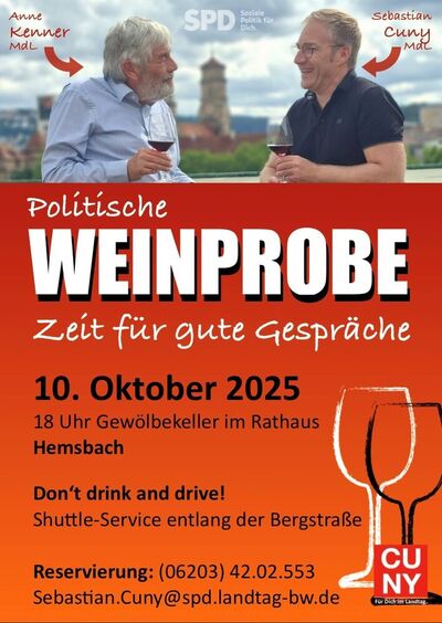 Weinprobe Cuny und Kenner MdL`s in Hemsbach